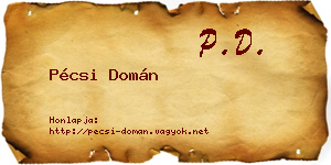 Pécsi Domán névjegykártya